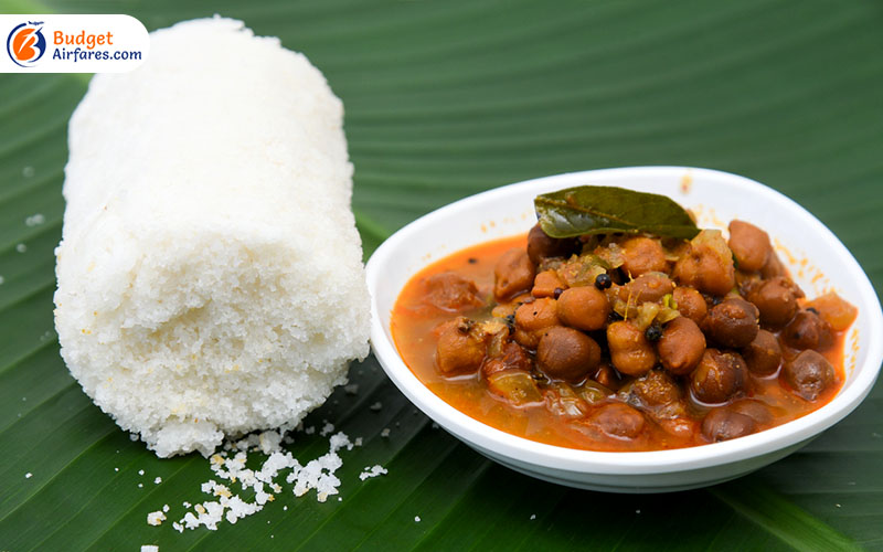 Puttu and Kadala Curry, spicy curry with Indian rice cake
